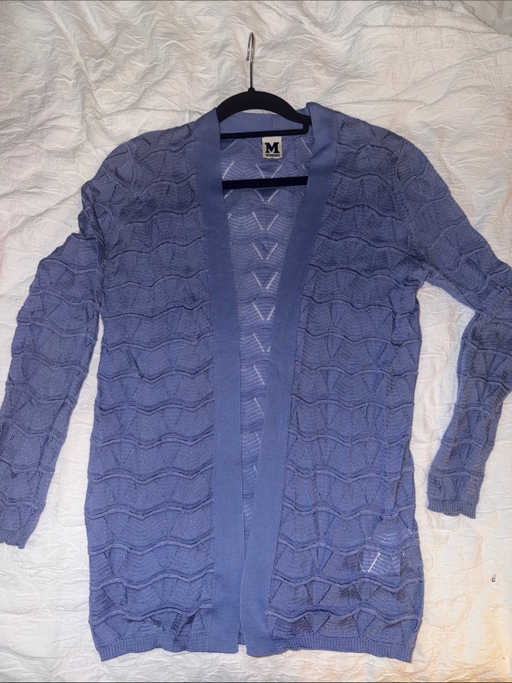 Missoni Lavender Open-Front Wave Knit Cardigan